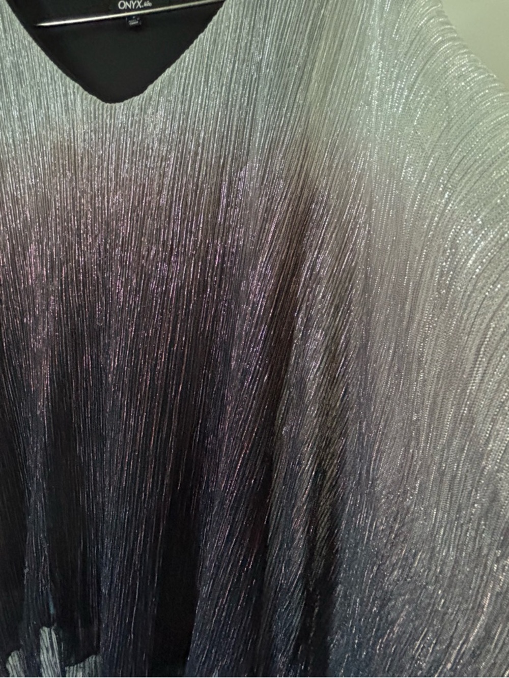 Onyx Shimmery Metallic Ombre Tunic in Silver and Black